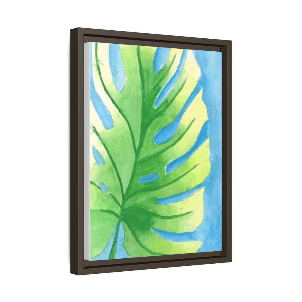 Framed Matte Canvas - Tropical Monstera Leaf Watercolor Wall Art - By Eli James