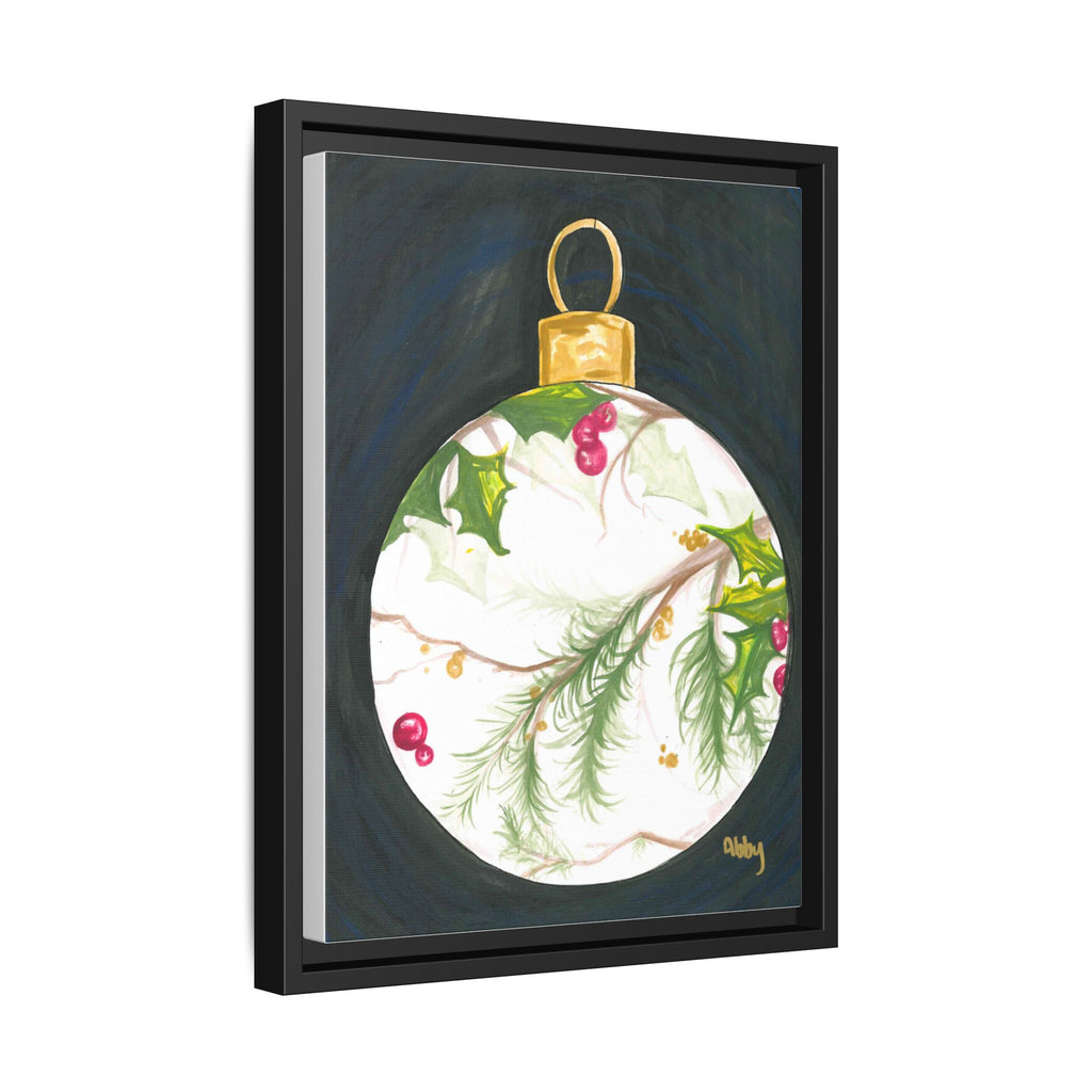 Framed Christmas Ornament Art Print — Holiday Holly & Pine Matte Canvas - By ABBY SANDI