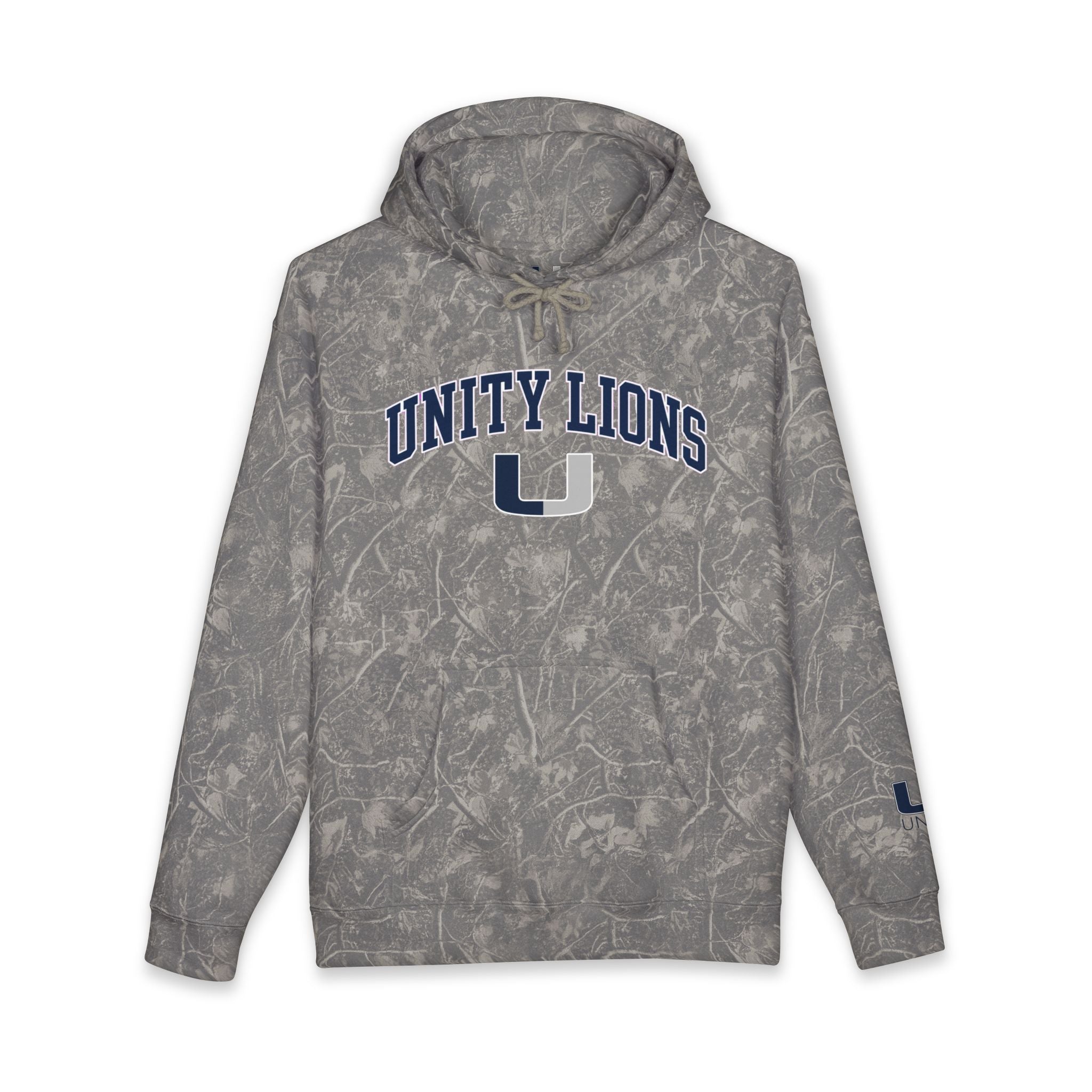 Unity Lions Hooded Sweatshirt — Camo Grey School Spirit Hoodie