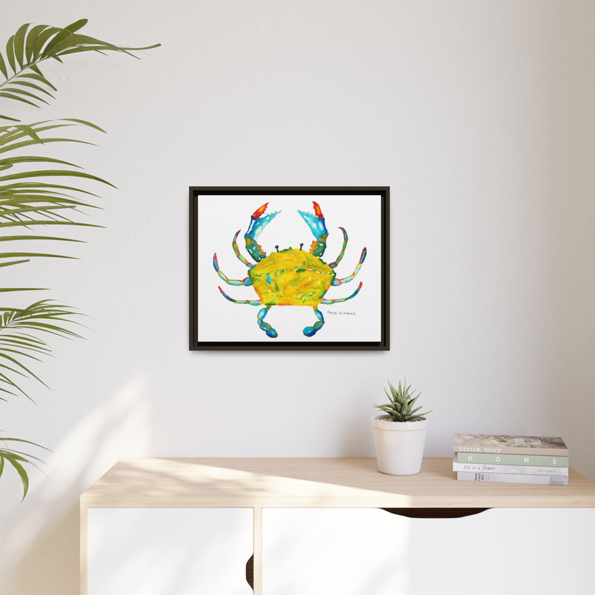 Colorful Crab Matte Canvas Print (Framed) - By Hayes Hitchcock
