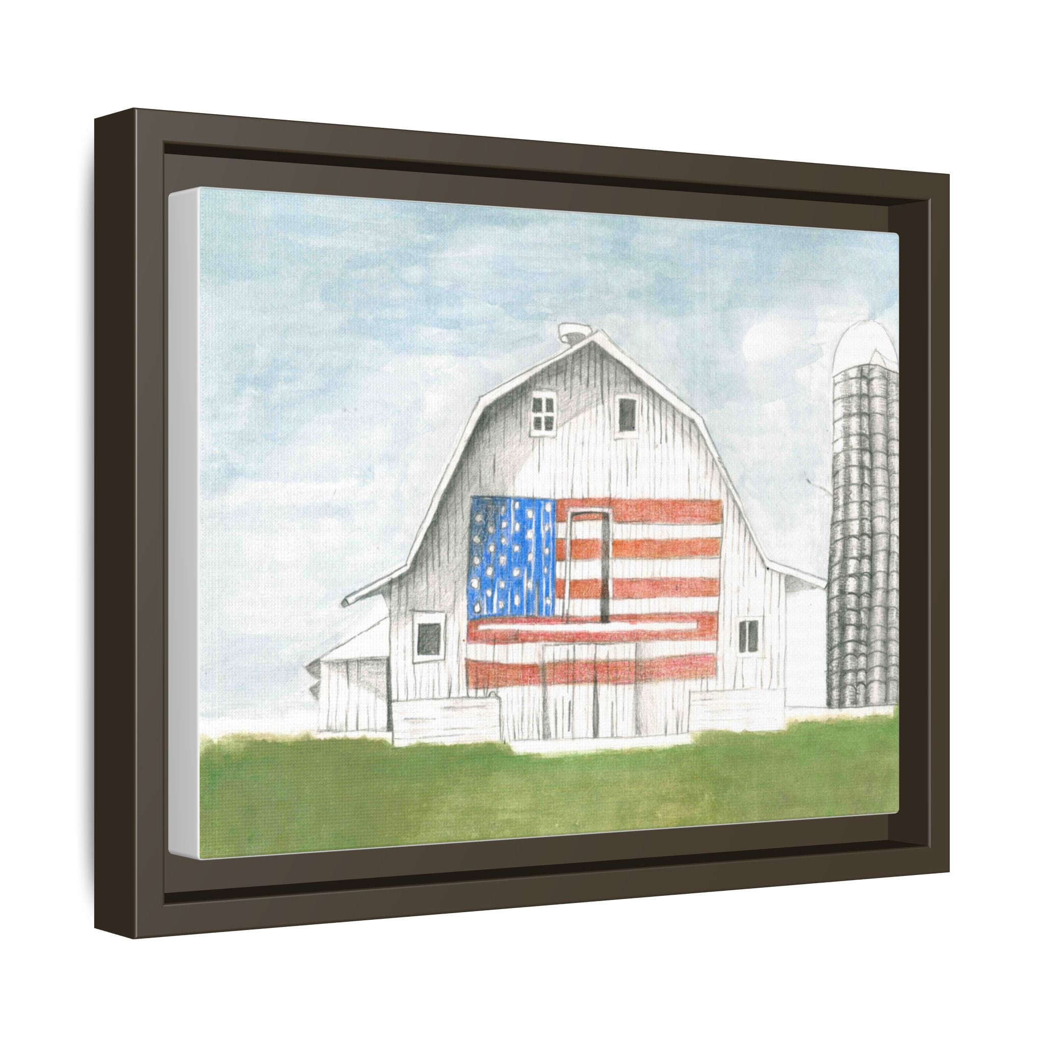 Patriotic Barn Matte Canvas Framed Wall Art - By Caroline Bierkamp