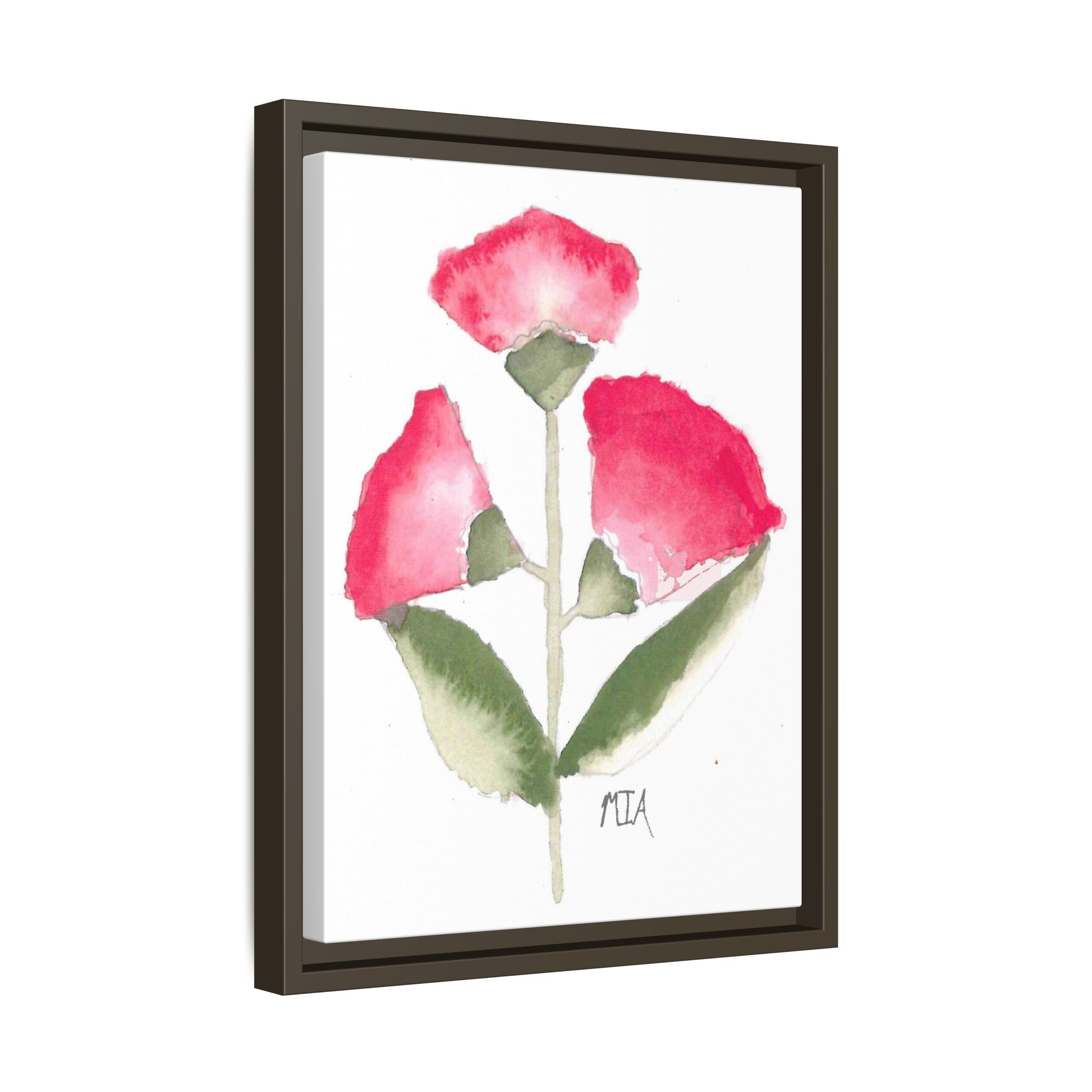 Framed Watercolor Rose Print — Matte Canvas Floral Wall Art - By Mia Roll