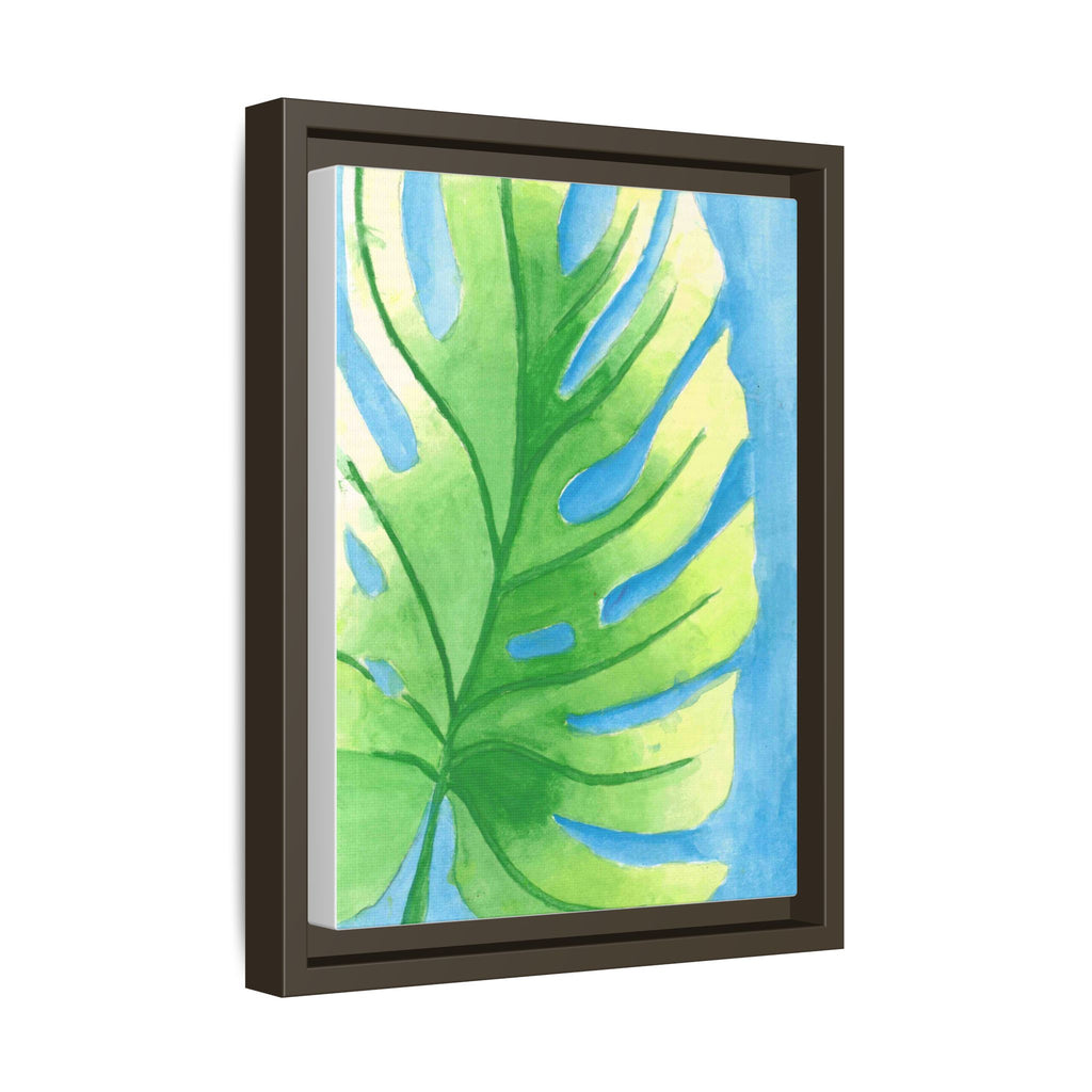 Framed Matte Canvas - Tropical Monstera Leaf Watercolor Wall Art - By Eli James