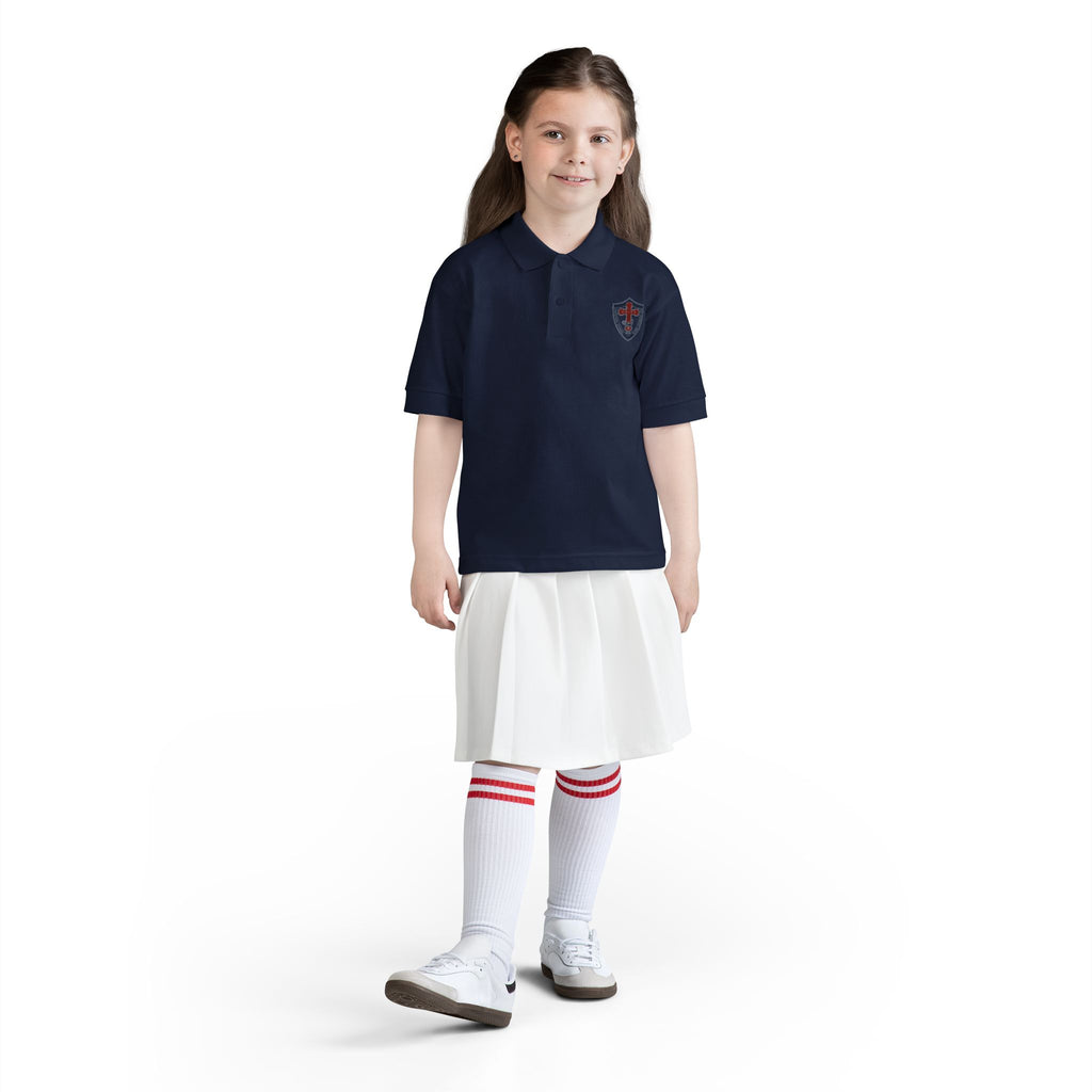 Youth Polo Shirt with Shield Crest Embroidery - School Uniform DryBlend
