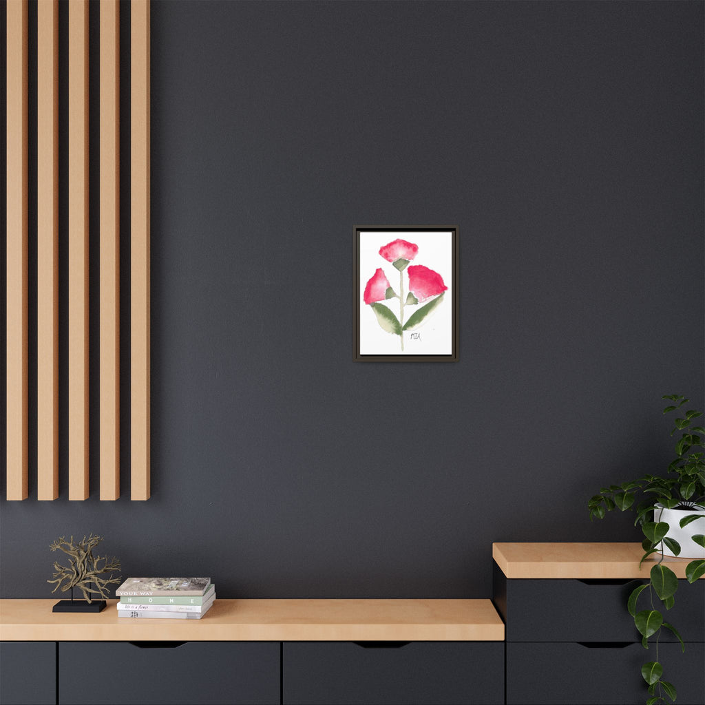 Framed Watercolor Rose Print — Matte Canvas Floral Wall Art - By Mia Roll