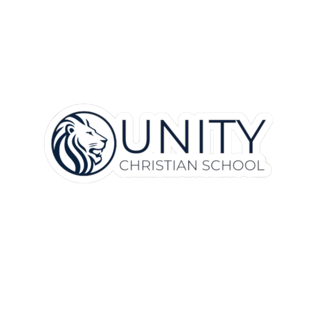 Unity Christian School Logo Kiss-Cut Sticker — Lion Emblem School Decal