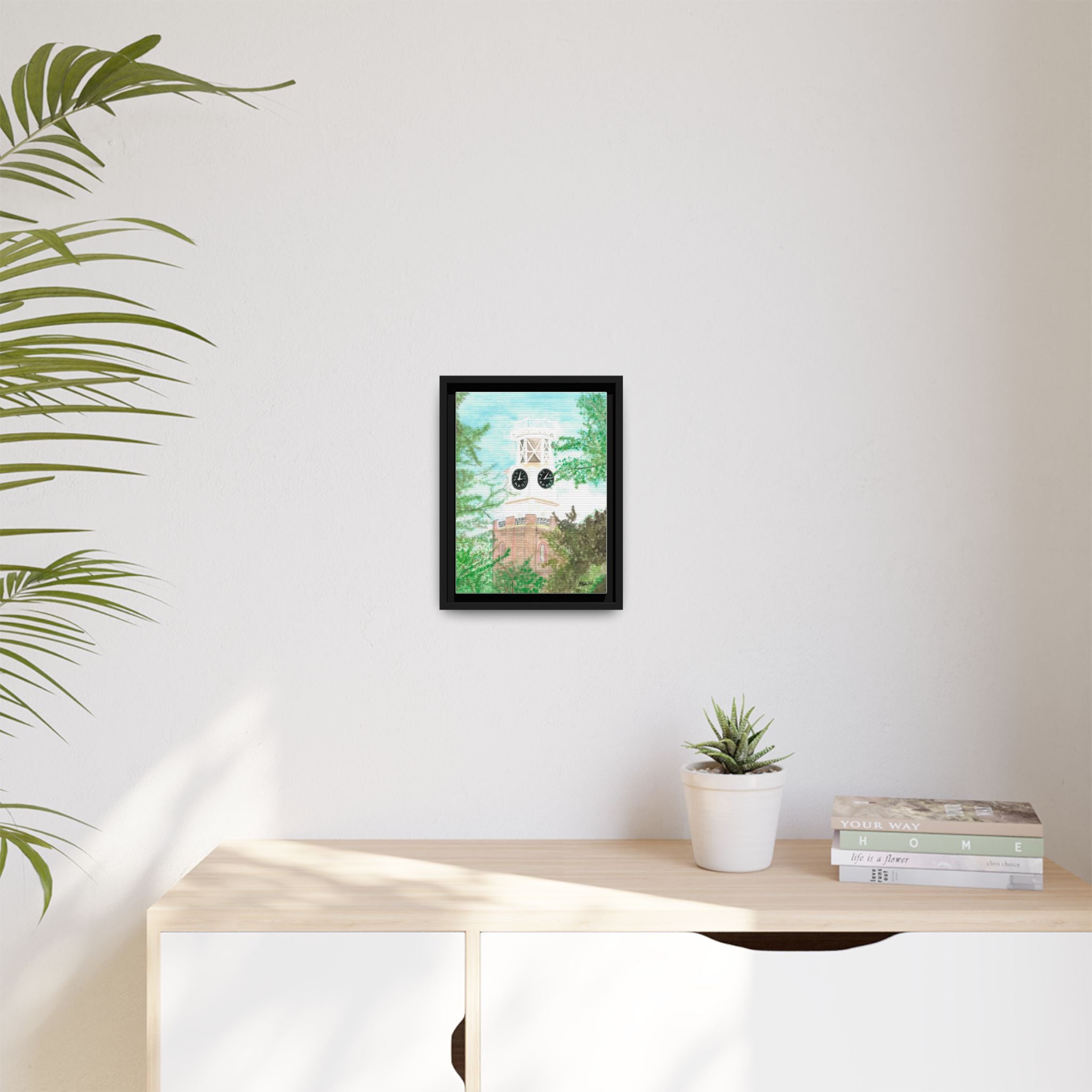 Framed Matte Canvas Art – Vintage Clock Tower Watercolor Print - By Blake Hall