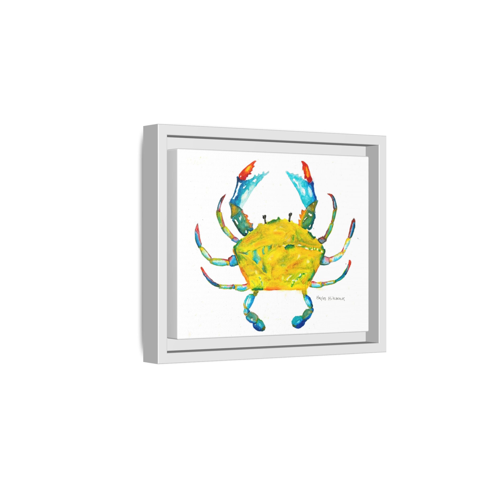 Colorful Crab Matte Canvas Print (Framed) - By Hayes Hitchcock