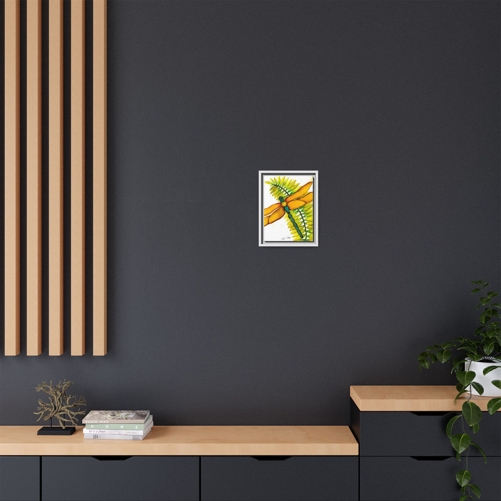 Framed Dragonfly Art Print - Tropical Yellow Green Matte Canvas - By Noah Wilson