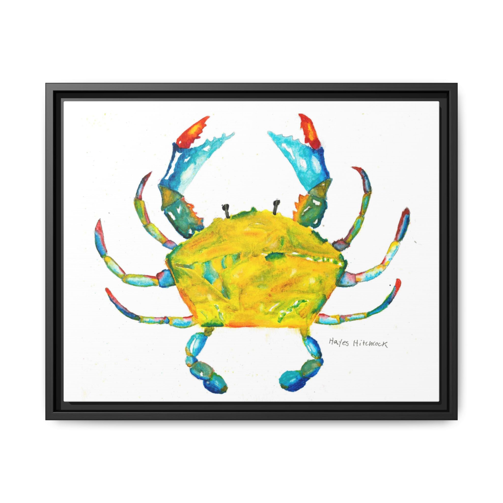 Colorful Crab Matte Canvas Print (Framed) - By Hayes Hitchcock