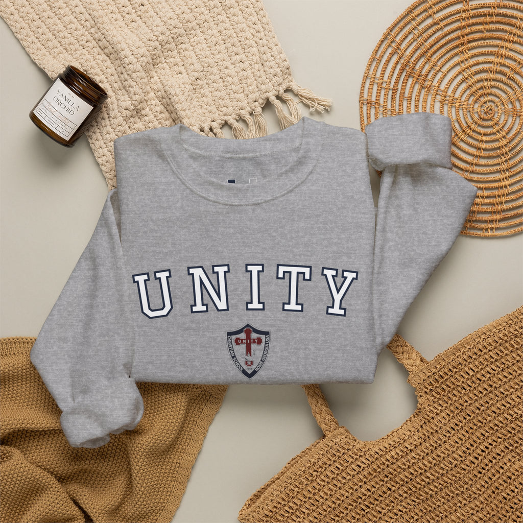 Unity Crewneck Sweatshirt — Collegiate Shield Graphic
