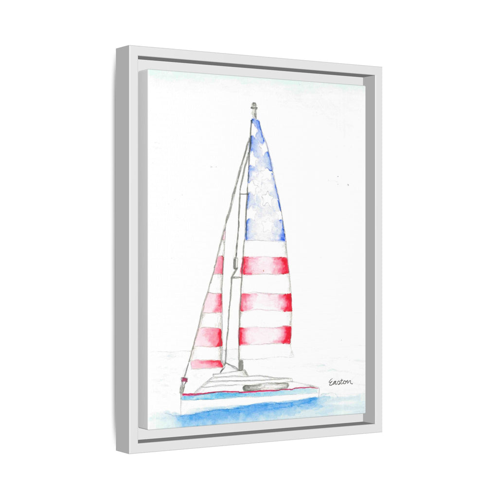 Patriotic Sailboat Framed Canvas Print - By Easton