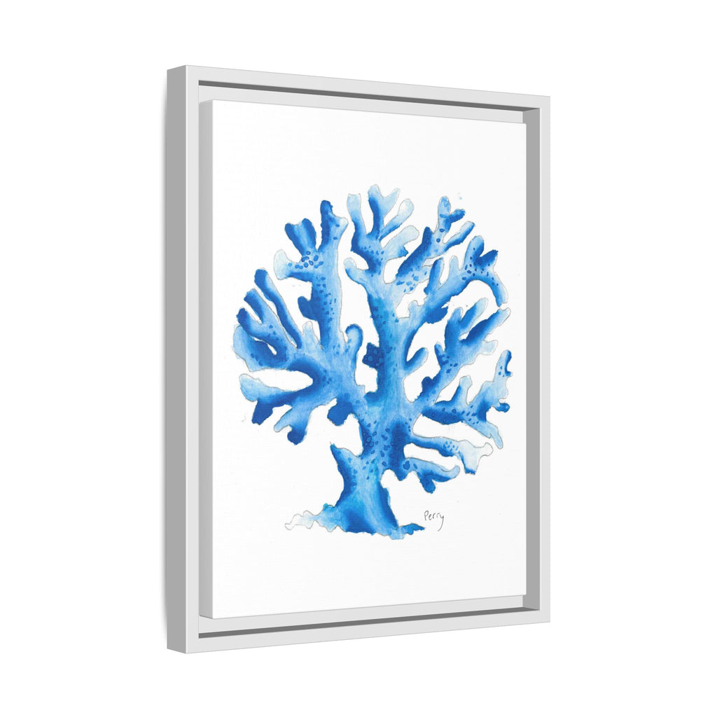 Blue Coral Watercolor Matte Canvas Print (Framed) - By Perry