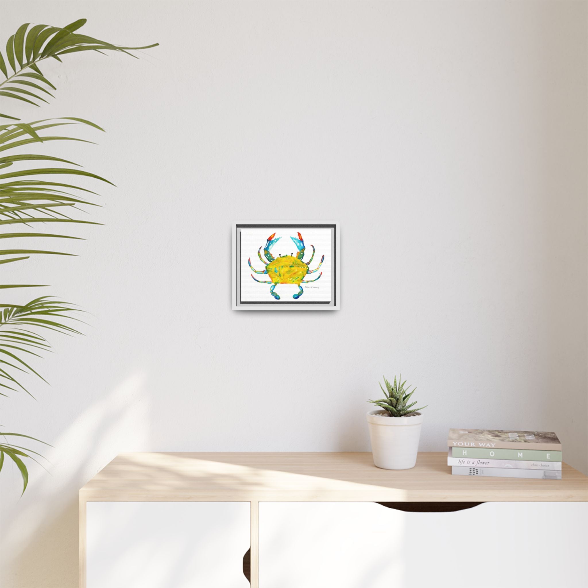 Colorful Crab Matte Canvas Print (Framed) - By Hayes Hitchcock