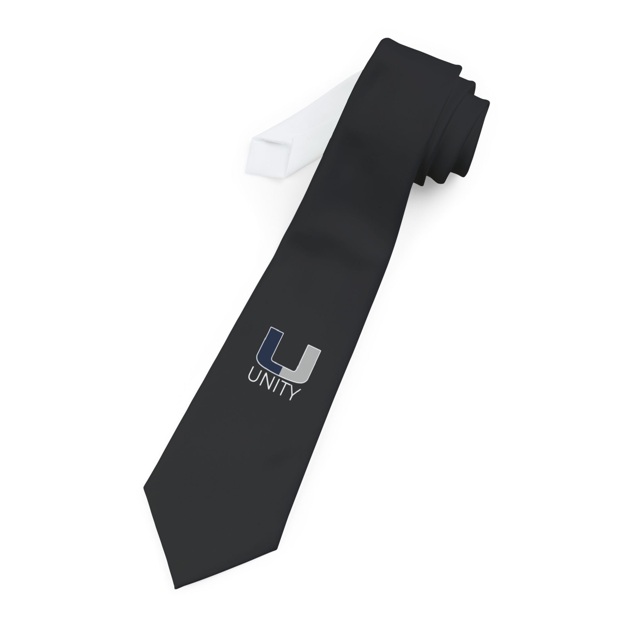 Unity Logo Necktie – Black Business Tie with Subtle 'Unity' Emblem