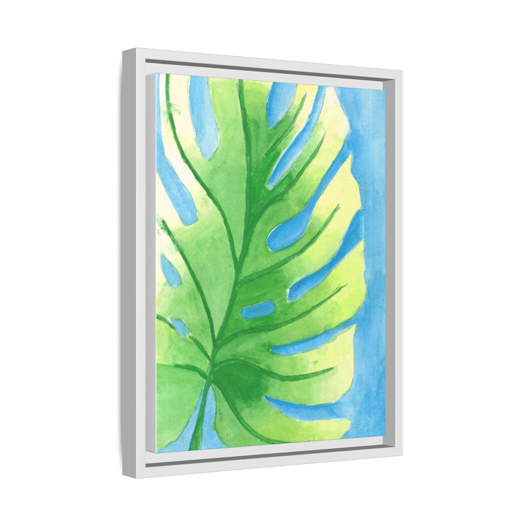 Framed Matte Canvas - Tropical Monstera Leaf Watercolor Wall Art - By Eli James