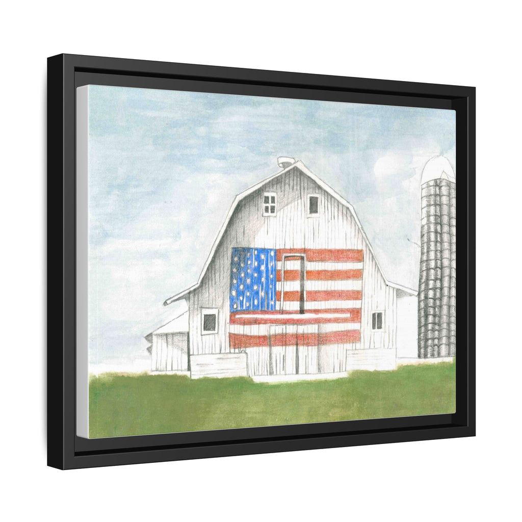 Patriotic Barn Matte Canvas Framed Wall Art - By Caroline Bierkamp