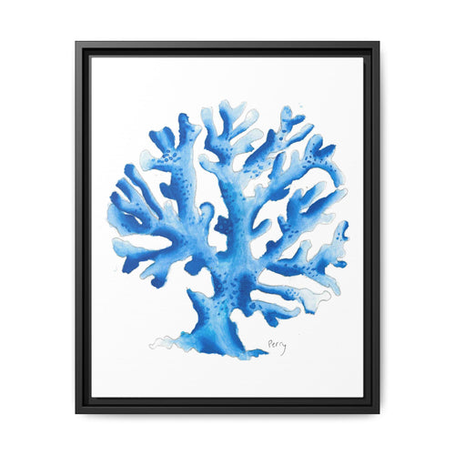 Blue Coral Watercolor Matte Canvas Print (Framed) - By Perry