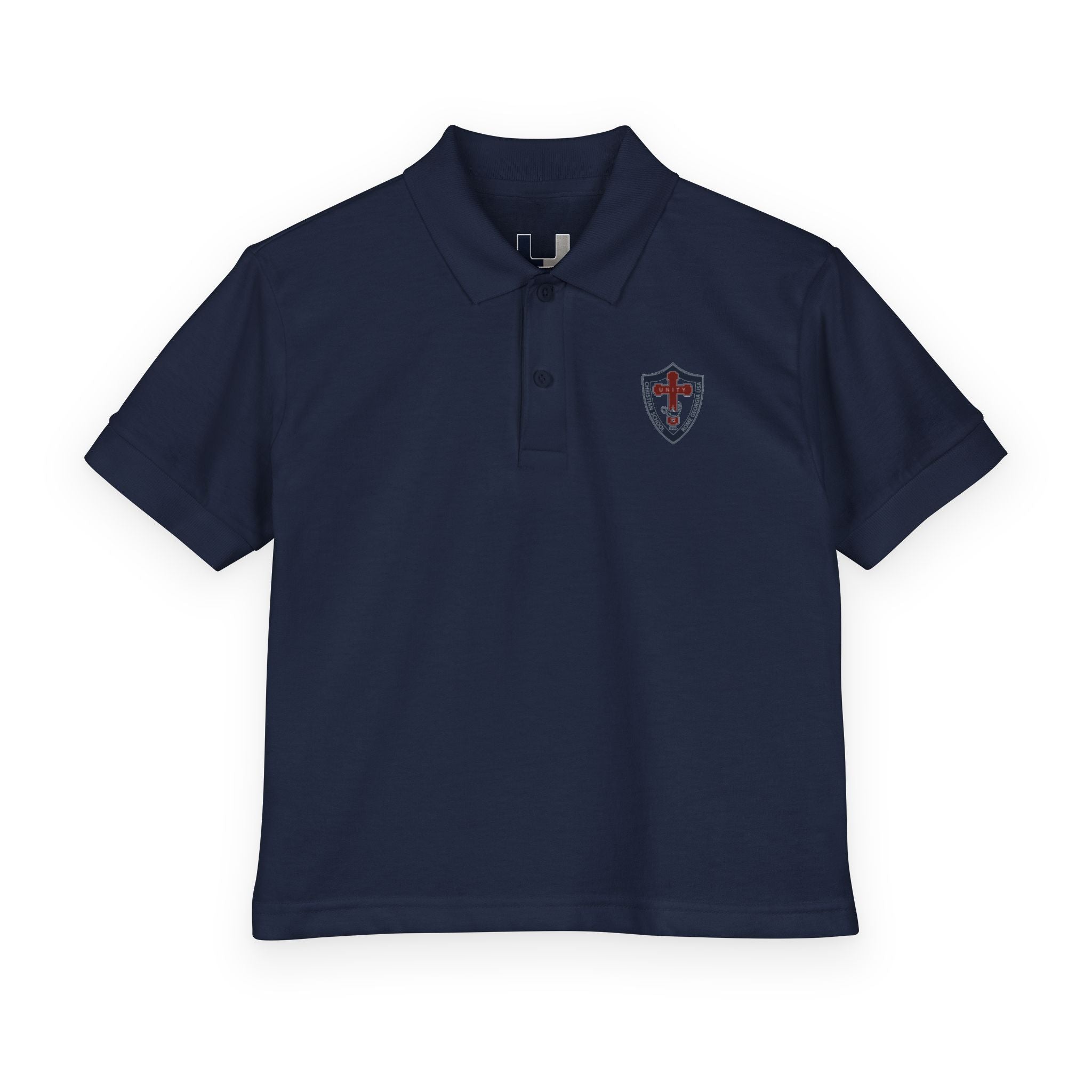 Youth Polo Shirt with Shield Crest Embroidery - School Uniform DryBlend