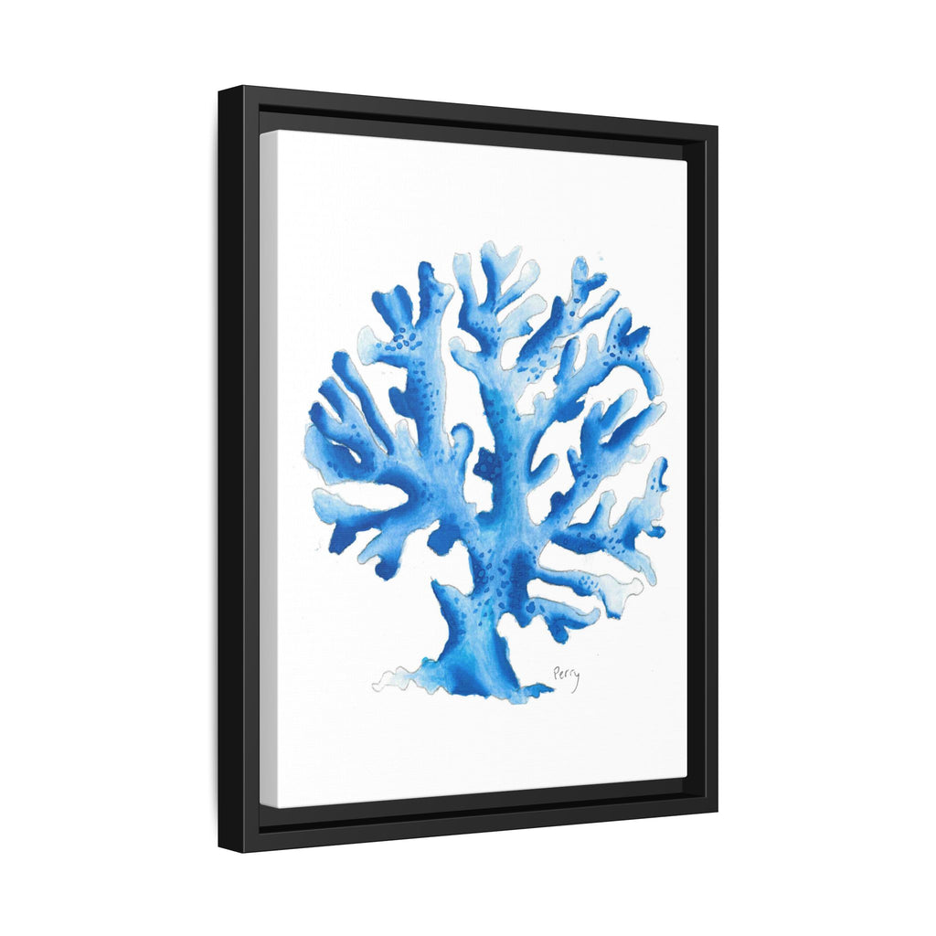 Blue Coral Watercolor Matte Canvas Print (Framed) - By Perry