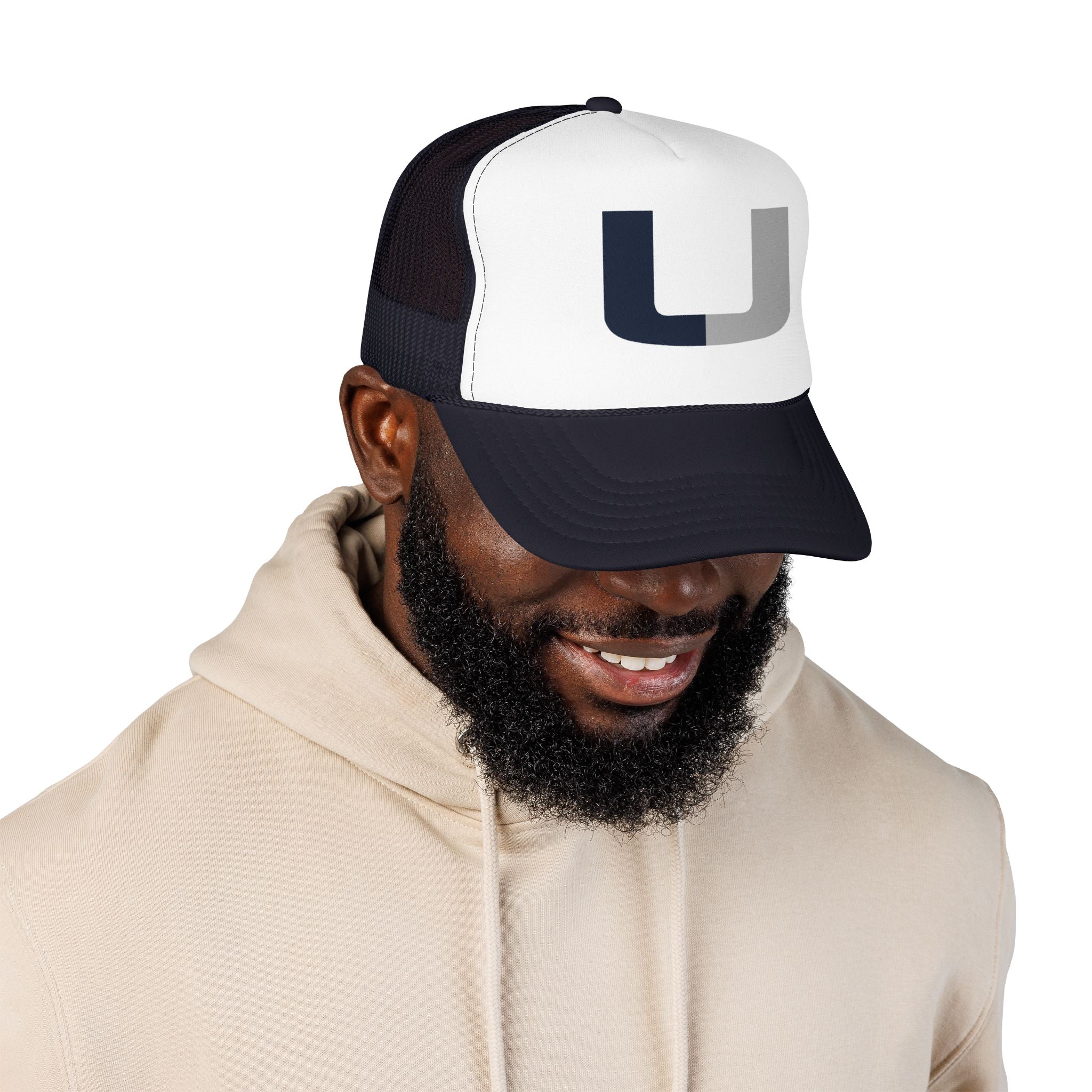 Trucker Hat – Navy & Gray Split 'U' Patch Cap