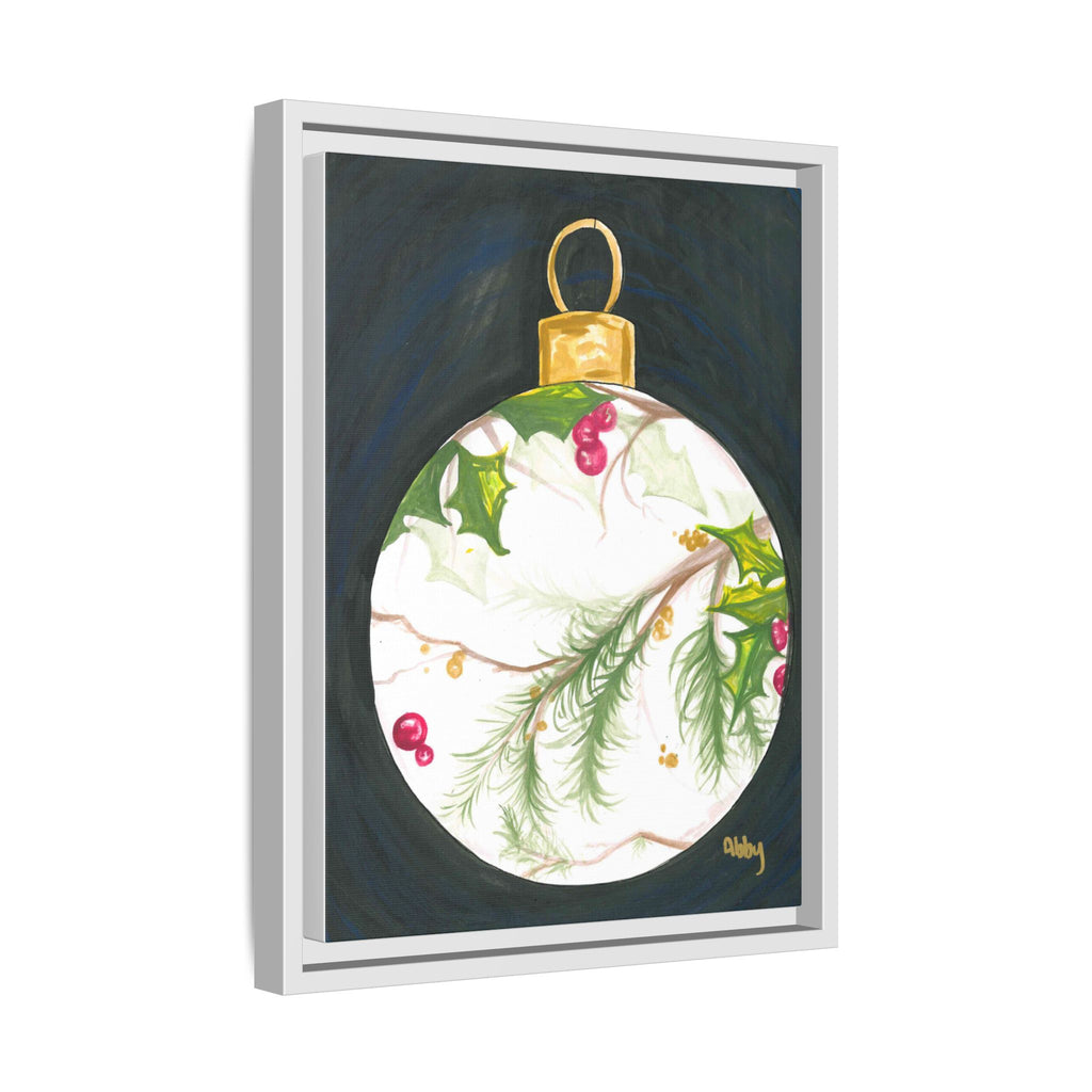 Framed Christmas Ornament Art Print — Holiday Holly & Pine Matte Canvas - By ABBY SANDI