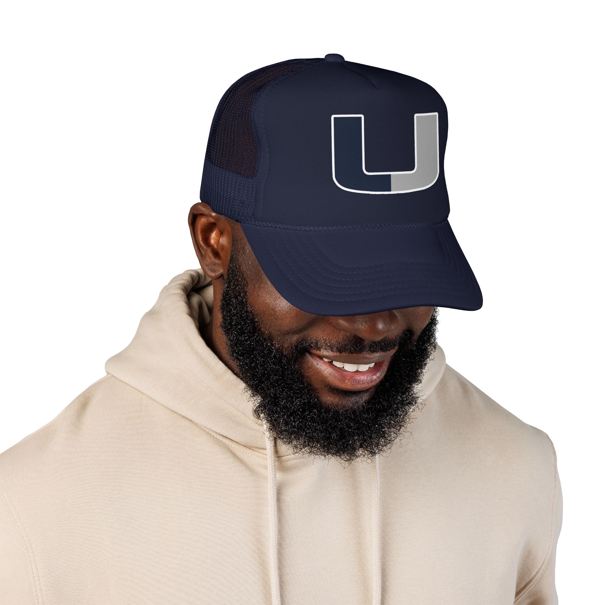 Trucker Hat – Navy & Gray Split 'U' Patch Cap