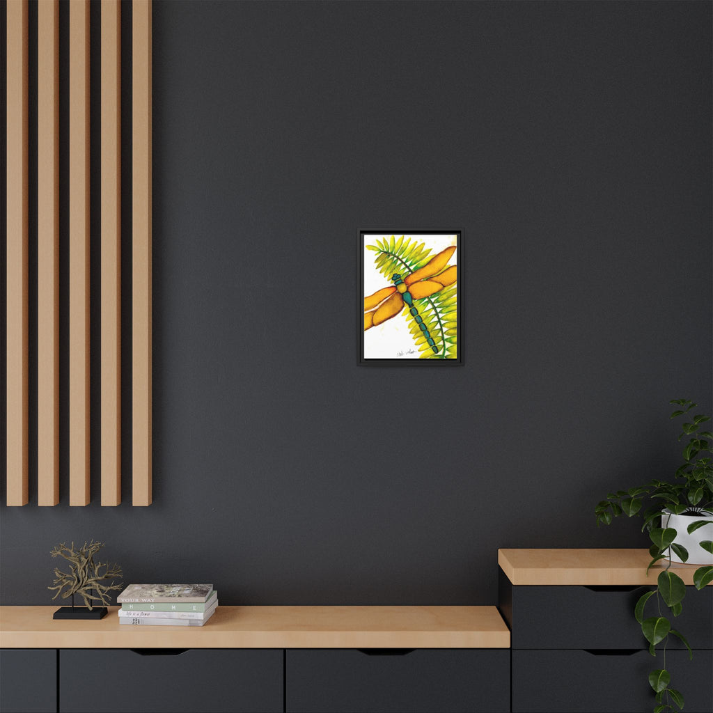Framed Dragonfly Art Print - Tropical Yellow Green Matte Canvas - By Noah Wilson