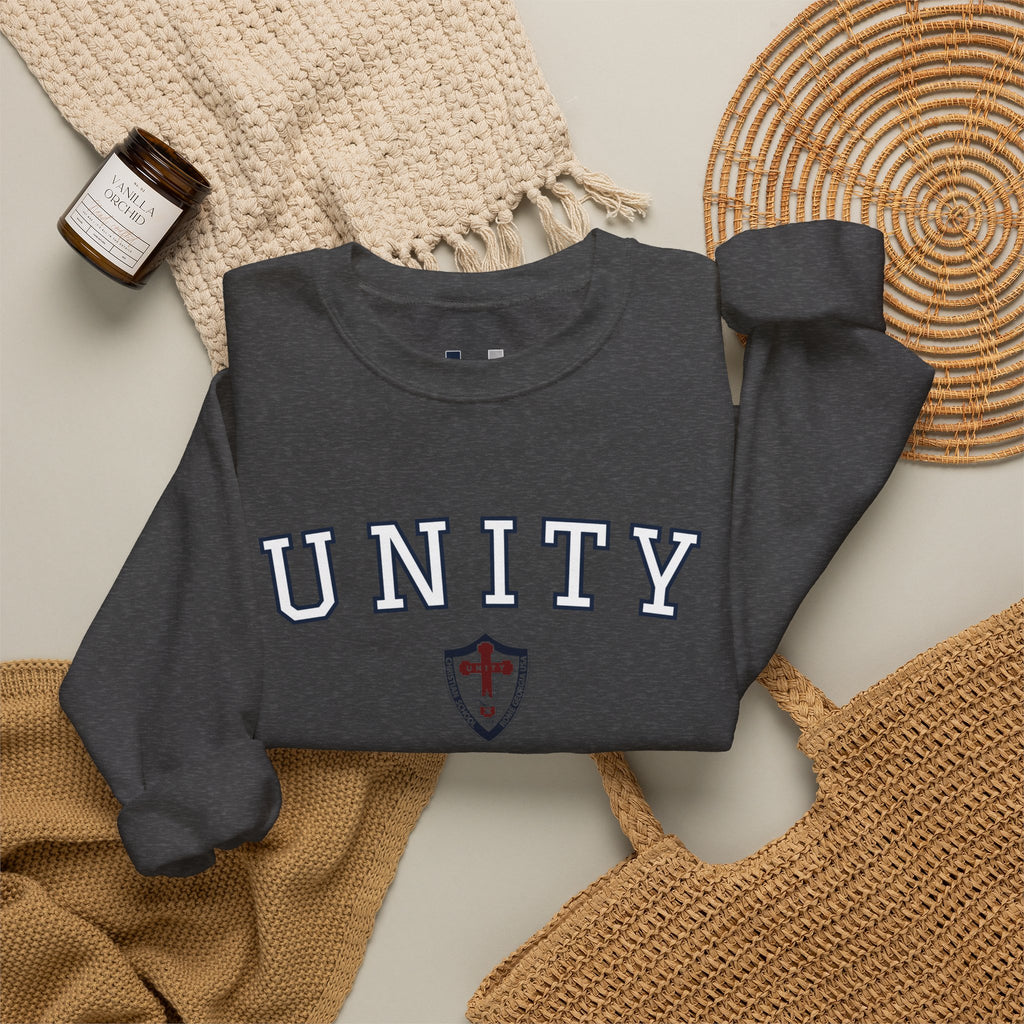 Unity Crewneck Sweatshirt — Collegiate Shield Graphic